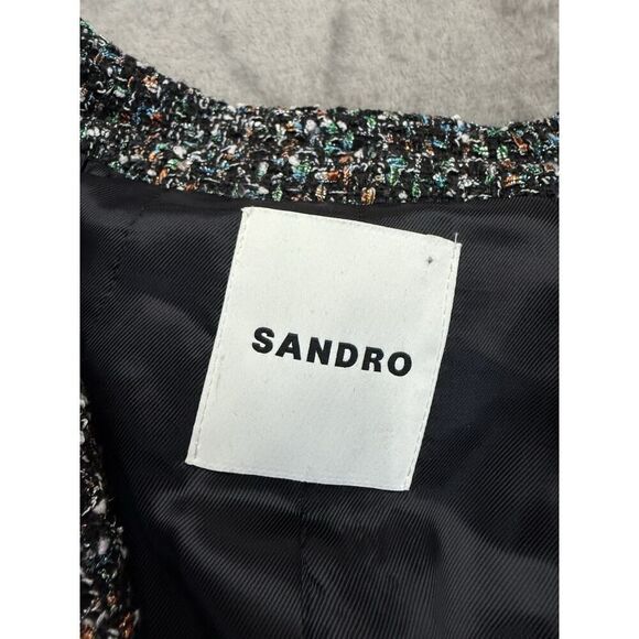 SANDRO PARIS ZAZIE SUIT BLAZER CROP TWEED SZ 40 ( US 8 ) - Picture 11 of 14